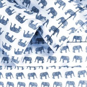 Melange navy Blue Elephant Print Bedding sheets set size queen